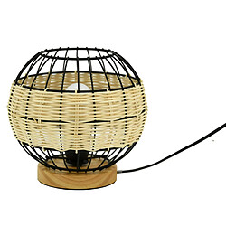 Aubry Gaspard Lampe boule en rotin naturel et métal.