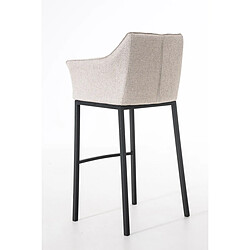 Acheter Decoshop26 Tabouret de bar chaise haute de comptoir couture carrées assise en tissu crème 4 pieds stables en métal noir 10_0004703