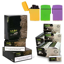 HNDEAL - 3 Box Jass Slim Brown + 2 Box de Tips + 3 Briquets Tempête