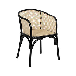 BigBuy Home Chaise de Salle à Manger Noir Naturel 56 X 58 X 77 CM