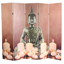 Avis Decoshop26 Paravent 5 panneaux avec led design bouddha cloison séparateur de pièce avec minuterie 180x200 cm 15 led 04_0008630