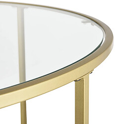 Avis Helloshop26 Table basse ronde pour salon plateau en verre pieds en acier 84 cm doré 03_0006179