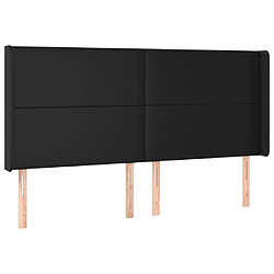 vidaXL Tête de lit avec oreilles Noir 183x16x118/128 cm Similicuir