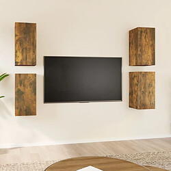 Maison Chic Meubles TV 4 pcs | Banc TV Moderne pour salon | Meuble de Rangement Chêne fumé 30,5x30x60 cm Bois d'ingénierie -MN51355