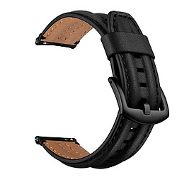 Bracelet en cuir véritable double quille noir pour votre Xiaomi Huami Amazfit GTR 42mm