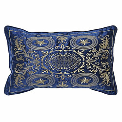 Coussin DKD Home Decor 8424001850358 Doré Polyester Velours Aluminium Blue marine (50 x 10 x 30 cm)