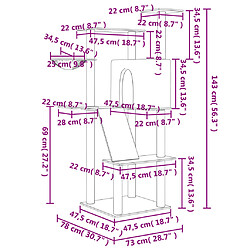 vidaXL Arbre à chat avec griffoirs en sisal gris clair 143 cm pas cher