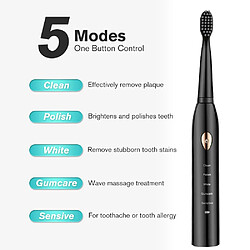 Avis Universal Brosse à dents électrique à ultrasons, audio et vidéo, brosse à dents rechargeable, brosse à dents lavable, brosse électronique à dents blanchissante, tête de brosse pour adultes, minuterie(Le noir)