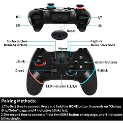 Avis Manette sans Fil pour Nintendo Switch, Switch Bluetooth Joypad, Manette de Jeu à Fonction Double Vibration/Turbo/Gyroscope.