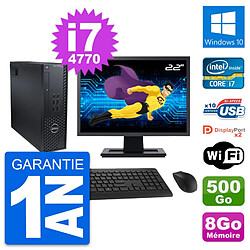 PC Dell T1700 SFF Ecran 22" Intel i7-4770 RAM 8Go Disque 500Go Windows 10 Wifi - Occasion