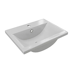 Vente-Unique Vasque de salle de bain semi-encastrée rectangle en céramique - L51,5 cm - Blanc - YASMAC II