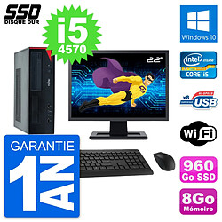 PC Fujitsu E520 DT Ecran 22" Intel i5-4570 RAM 8Go SSD 960Go Windows 10 Wifi - Occasion