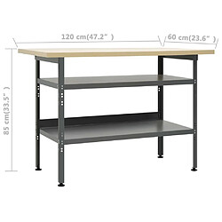 Acheter Helloshop26 Etabli 120 cm avec 3 panneaux muraux et 1 armoire garage table de travail gris noir 02_0003662