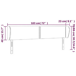 Acheter vidaXL Tête de lit avec oreilles Gris foncé 183x23x78/88 cm Velours