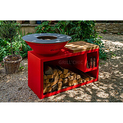 Grill' Chic Braséro barbecue Le Traditionnel Ø 83 cm à DOUBLE CUVE en alu rouge