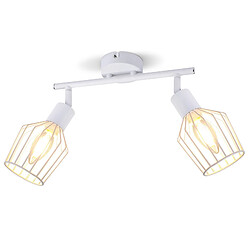 NETTLIFE 2 Spots de Plafond E14 - métal, lampe de couloir industrielle pivotante à 350°, applique murale pour couloir et salon,blanc