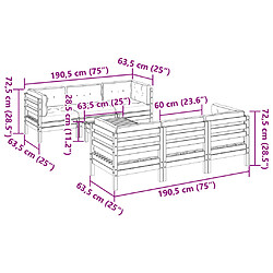 vidaXL Salon de jardin 7 pcs avec coussins cire marron bois pin massif pas cher