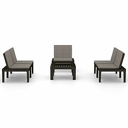 Avis Maison Chic Salon de jardin 4 pcs + coussins - Mobilier/Meubles de jardin - Table et chaises d'extérieur Plastique Gris -MN34401