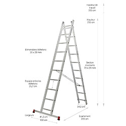 Escalux Échelle transformable 2 plans 2x10 échelons