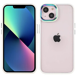 Coque en TPU + acrylique multicolore, électroplaqué avec protection de l'objectif de la caméra blanc pour votre iPhone 13 6.1 pouces