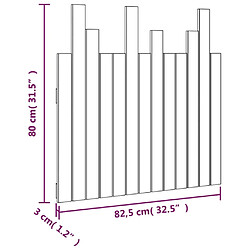 vidaXL Tête de lit murale Noir 82,5x3x80 cm Bois massif de pin pas cher