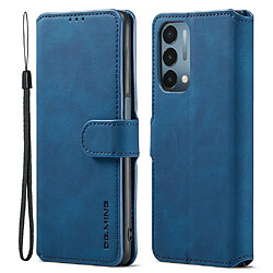 Etui en PU DG.MING anti-chocs avec support, bleu pour votre OnePlus Nord N200 5G