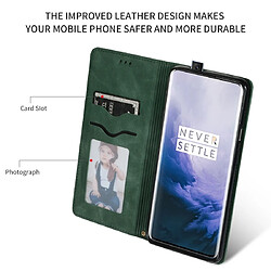 Wewoo Housse Coque Etui en cuir avec rabat horizontal magnétique Business Skin Feel pour OnePlus 7 Pro Vert armée