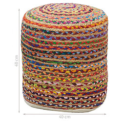 Acheter Aubry Gaspard Pouf en coton et jute multicolore.