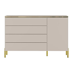 Commode avec 4 tiroirs et 1 porte - Beige et doré - VUKIA de Pascal Morabito