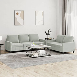 Maison Chic Ensemble de canapés 2 pcs avec coussins, Canapé droit Sofa pour Salon Gris clair Velours -GKD950649