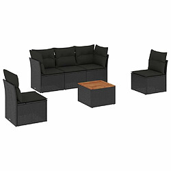 Maison Chic Salon de jardin 6 pcs avec coussins | Ensemble de Table et chaises | Mobilier d'Extérieur noir résine tressée -GKD49248