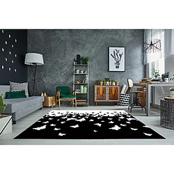 HOMEMANIA Tapis Imprimé Butterflies 1 - Animaux - Décoration de Maison - Antidérapant - Pour Salon, séjour, chambre à coucher - Blanc, Noir en Polyester, Coton, 60 x 100 cm