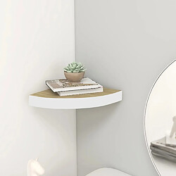 vidaXL Étagère d'angle murale Chêne et blanc 25x25x3,8 cm MDF