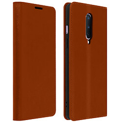 Avizar Étui OnePlus 8 Cuir Véritable Porte cartes Support Vidéo marron