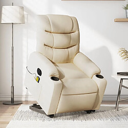 Maison Chic Fauteuil Relax pour salon, Fauteuil inclinable de massage électrique Crème Tissu -GKD11052