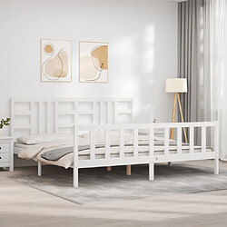 Avis Maison Chic Lit adulte - Cadre Structure de lit avec tête de lit Contemporain blanc 200x200 cm bois massif -MN17167