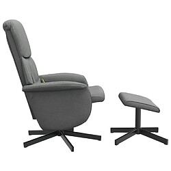 Acheter vidaXL Fauteuil de massage inclinable et repose-pieds gris foncé tissu