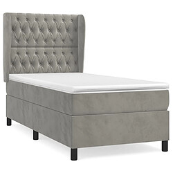 Maison Chic Lit adulte- Lit + matelas,Sommier à lattes de lit et matelas Gris clair 90x190 cm Velours -GKD78582 