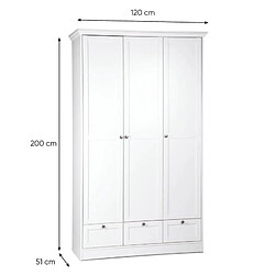 Avis Homestyle4U Armoire blanche avec tiroirs 3 portes chambre