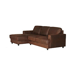 PAUL Canape dangle gauche 4 places - Tissu Marron vintage - Contemporain - L 215 x P 140 cm