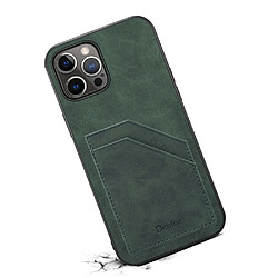 Coque en TPU + PU anti-rayures avec deux porte-cartes pour votre iPhone 14 Pro - vert