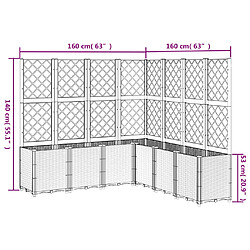 vidaXL Jardinière avec treillis gris clair 160x160x140 cm PP pas cher