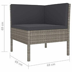 Maison Chic Salon de jardin 4 pcs + coussins - Mobilier/Meubles de jardin - Table et chaises d'extérieur Résine tressée Gris -MN17311 pas cher