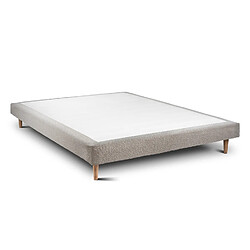 Avis Sommeil de plomb Lit 150x200cm avec tête de lit tapissier bouclette et sommier tapissier beige - Hauteur totale : 29cm