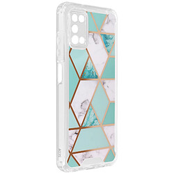 Avizar Coque Marbre Samsung Galaxy A03s Hybride avec Coins Renforcés turquoise et blanc