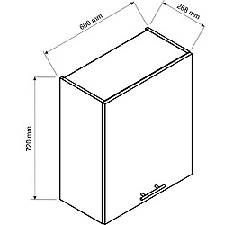 Pegane Meuble haut de cuisine avec 1 porte coloris blanc - longueur 60 x profondeur 28 x hauteur 72 cm