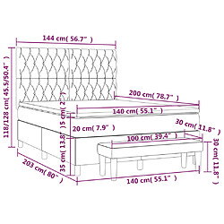 vidaXL Sommier à lattes de lit avec matelas Gris clair 140x200cm Tissu pas cher