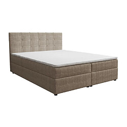 Vente-Unique Ensemble complet literie déco tête de lit capitonnée + sommiers coffre + matelas + surmatelas - 160 x 200 cm - Tissu - Taupe - KIDA de YSMÉE