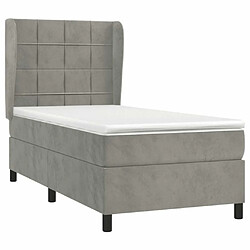 Avis Maison Chic Lit Adulte - Lit simple Lit à sommier tapissier et matelas moelleux - Meuble de Chambre - Gris clair 100x200cm Velours -MN49889