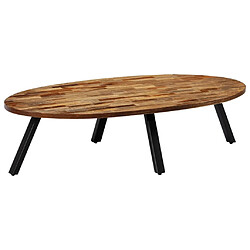 vidaXL Table basse Teck recyclé massif Ovale 120x60x30 cm